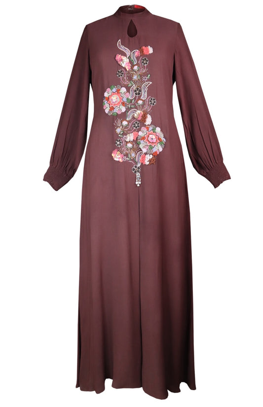 3D Embroidery Maxi - BROWN