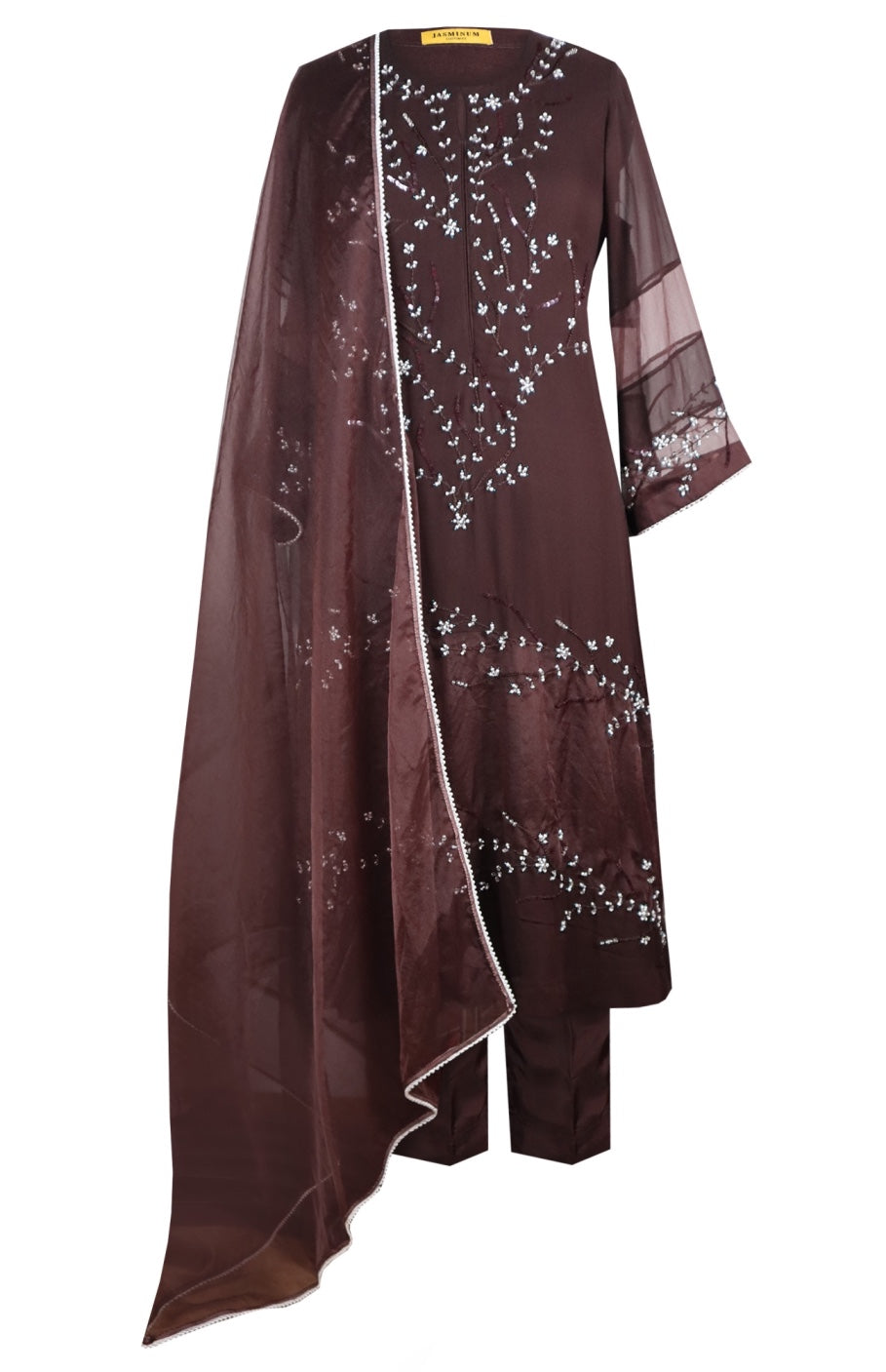 Georgette Suit With Organza Block