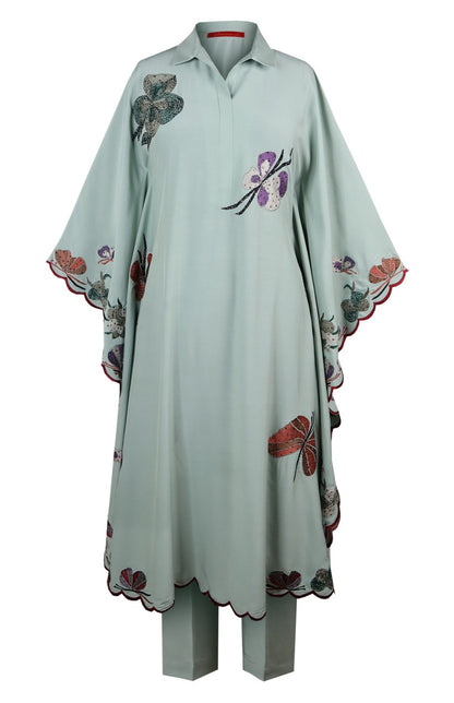 Butterflies Kaftan Set - SAGE GREEN