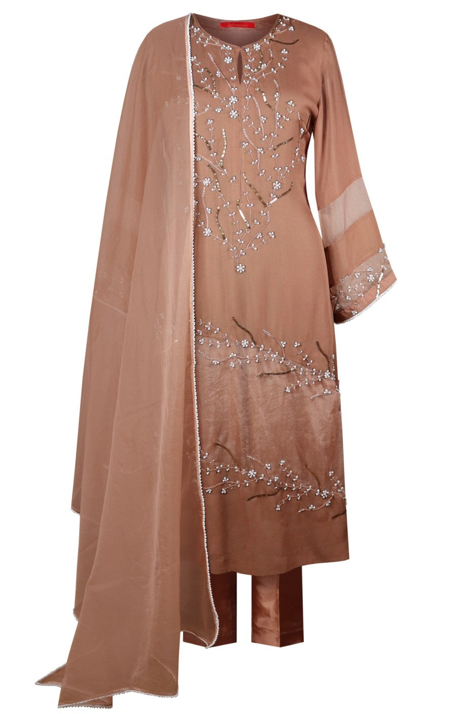 Georgette Suit With Organza Block