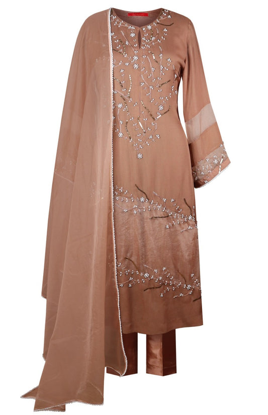 Georgette Suit With Organza Block