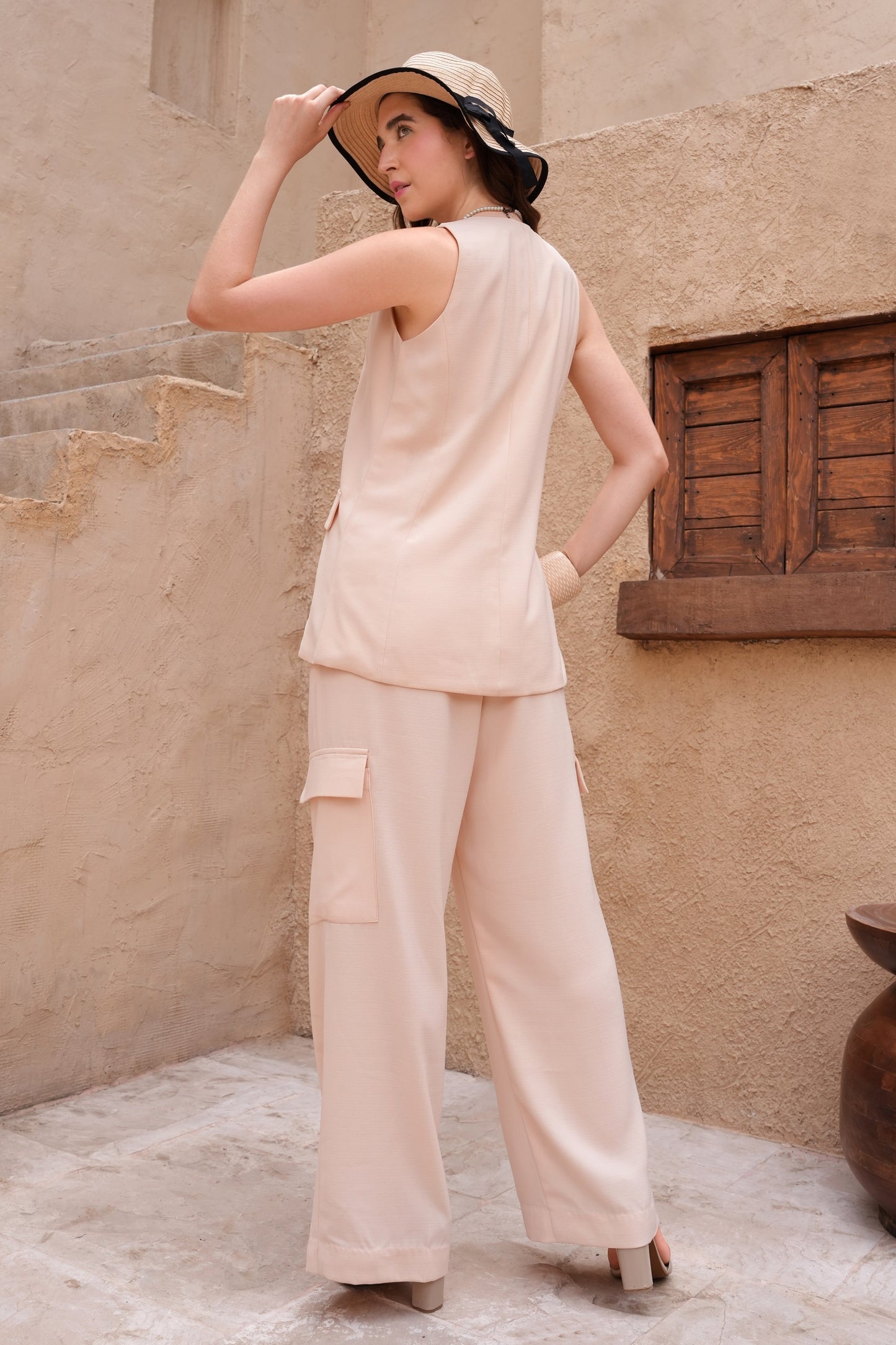 Split Button Co-ord Set - CHAMPAGNE