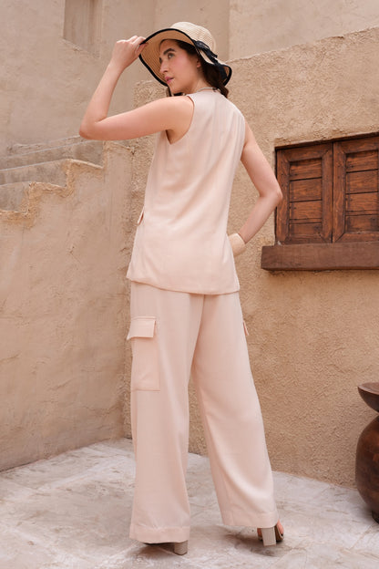 Split Button Co-ord Set - CHAMPAGNE