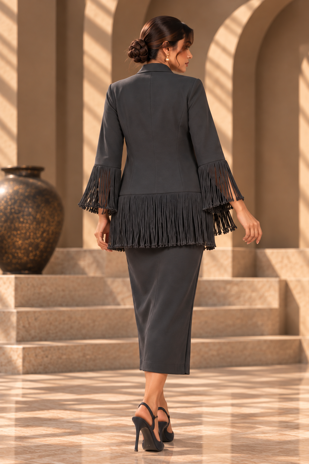 3D Floria Midi With Shrug - GREY