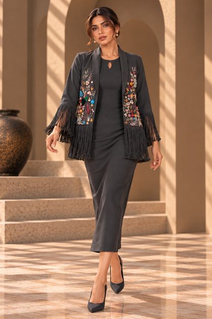 3D Floria Midi With Shrug - GREY