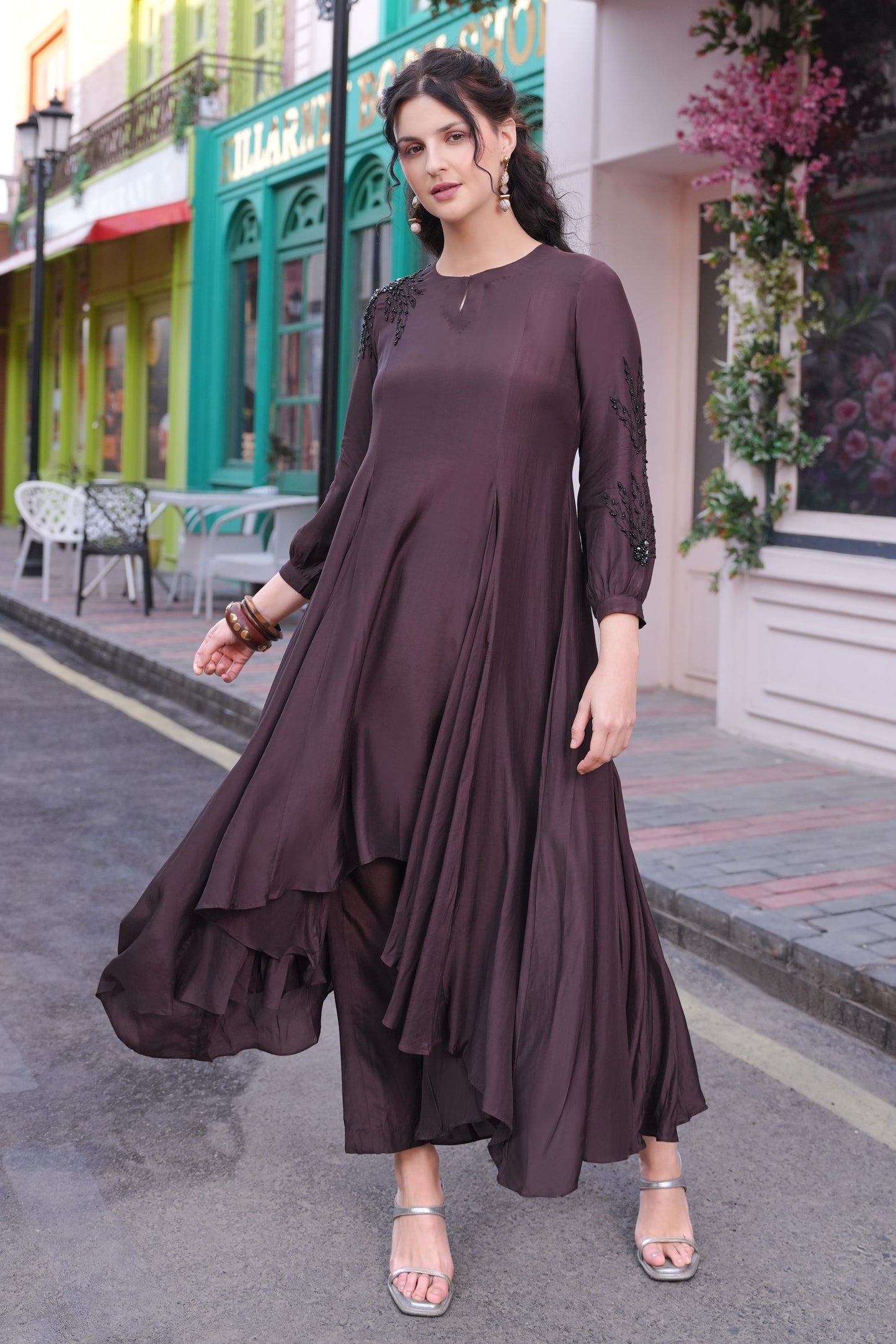 Ferns Asymmetric Kurta Set - COCOA