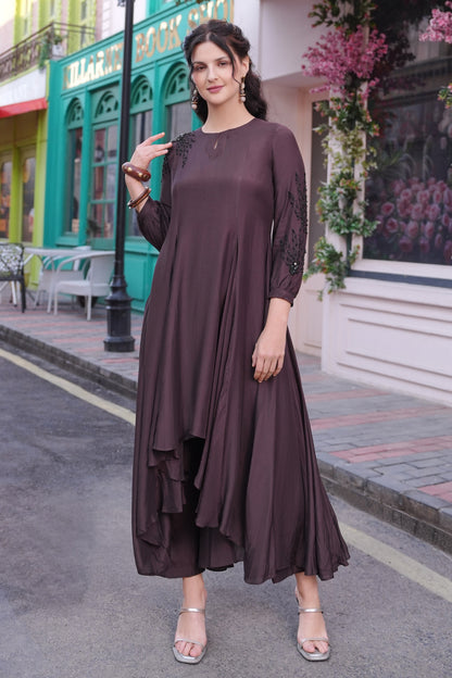 Ferns Asymmetric Kurta Set - COCOA