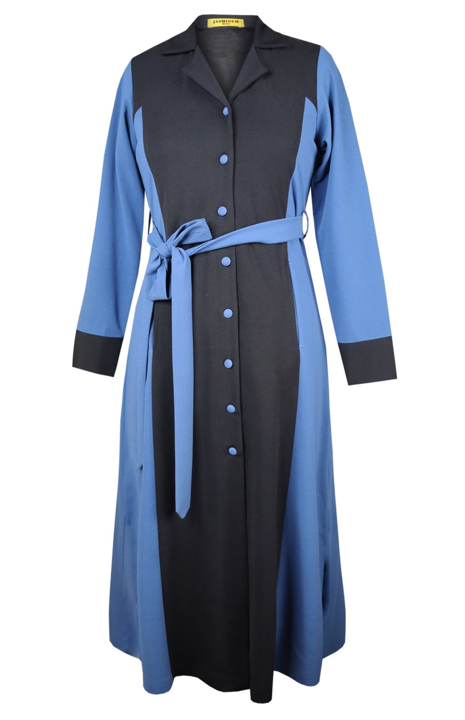 Colour Block A-Line Dress - DUSTY BLUE S Colour Block A-Line Dress - DUSTY BLUE S