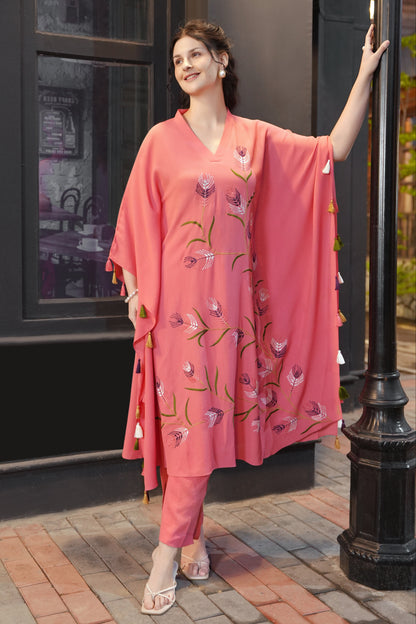 Spike Kaftan Set - CORAL