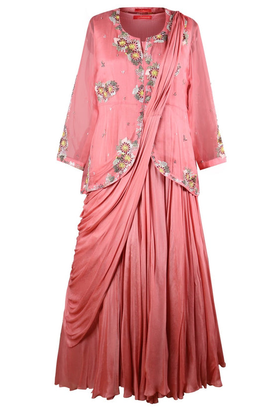 Draped Gown With Short Jacket