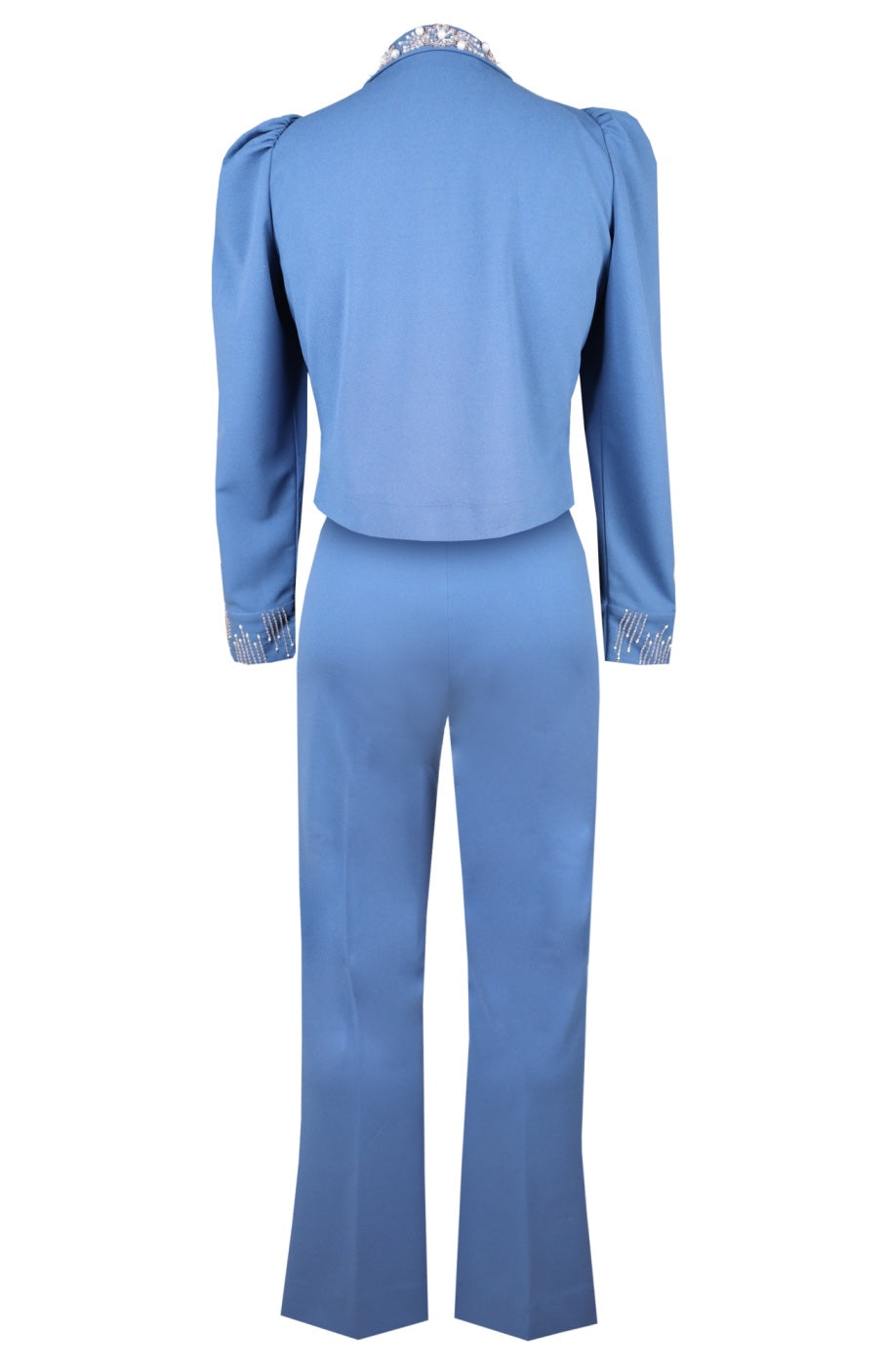 Cosmos Cropped Jacket Co-ord Set - DUSTY BLUE