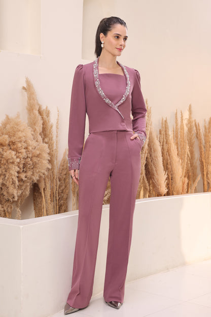 Cosmos Cropped Jacket Co-ord Set - LILAC