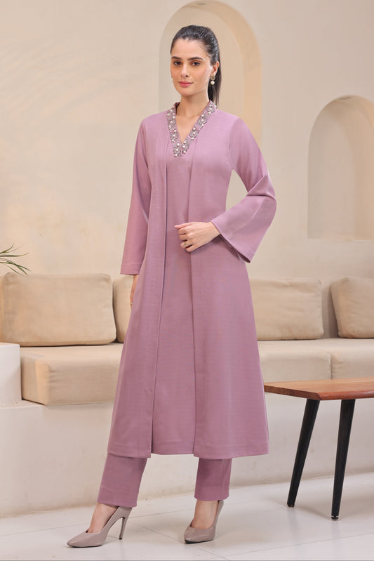 Cosmos Jacket Style Kurta Set - LILAC