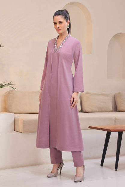 Cosmos Jacket Style Kurta Set - LILAC