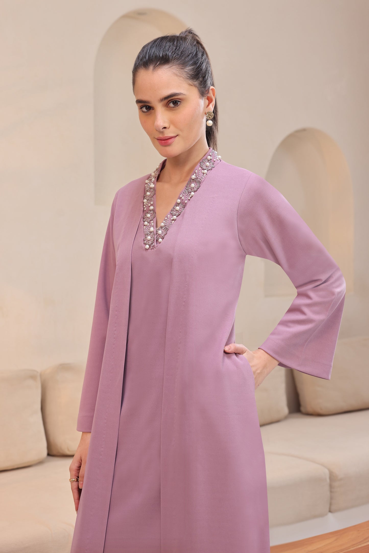 Cosmos Jacket Style Kurta Set - LILAC