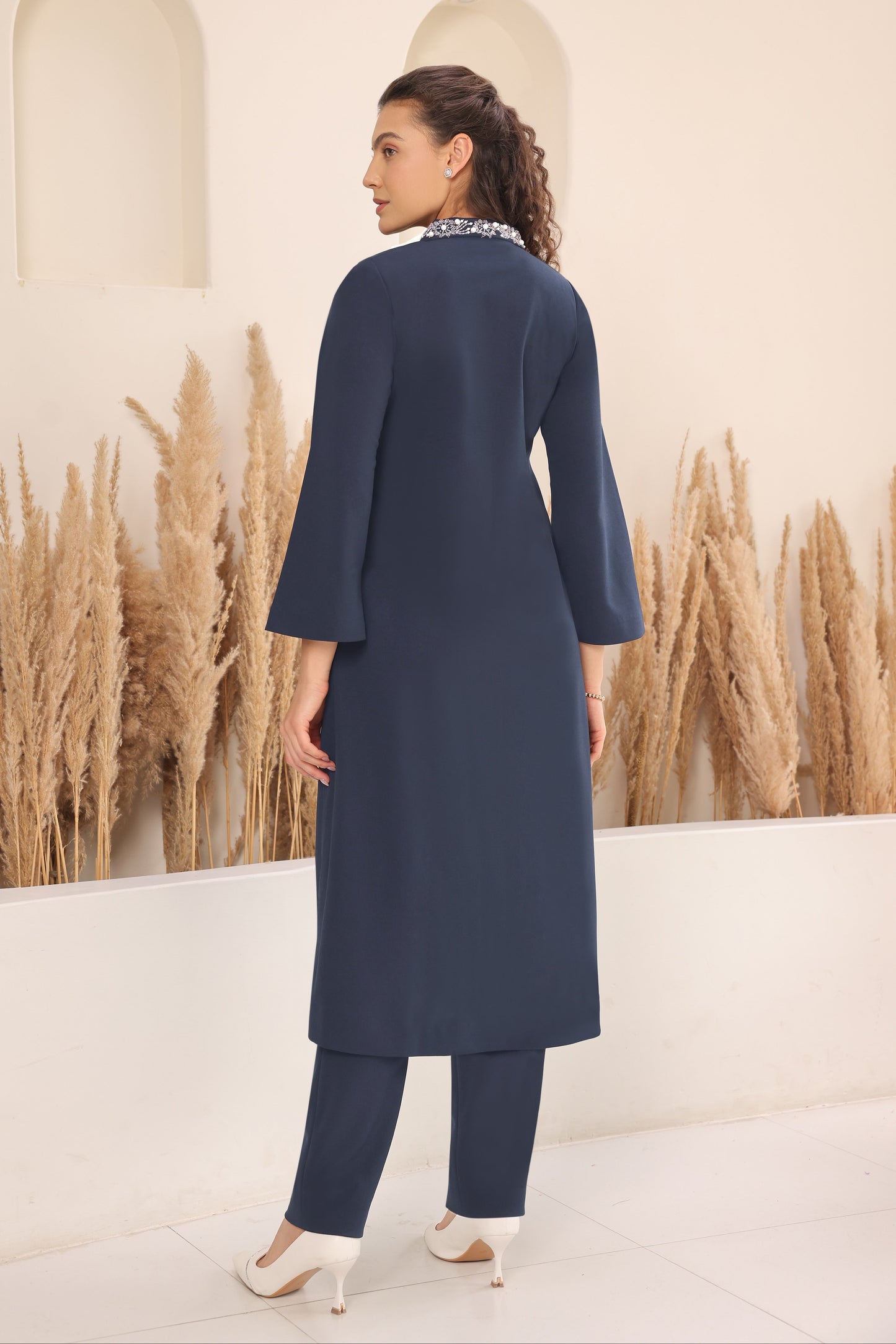 Cosmos Jacket Style Kurta Set - NAVY