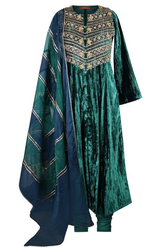 Crinkled Velvet Anarkali