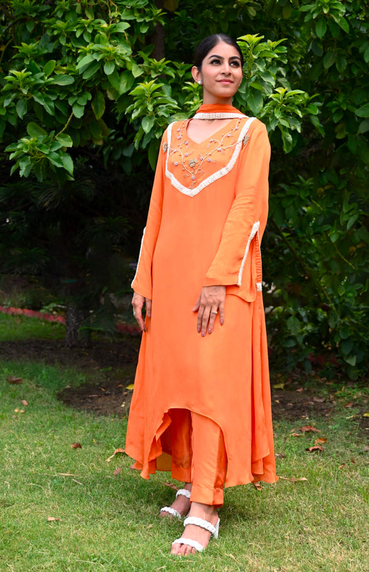 Asymmetrical Chiffon Suit