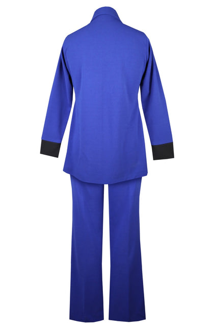 Daisy Co-ord Set With Shawl Collar - ELECTRIC BLUE