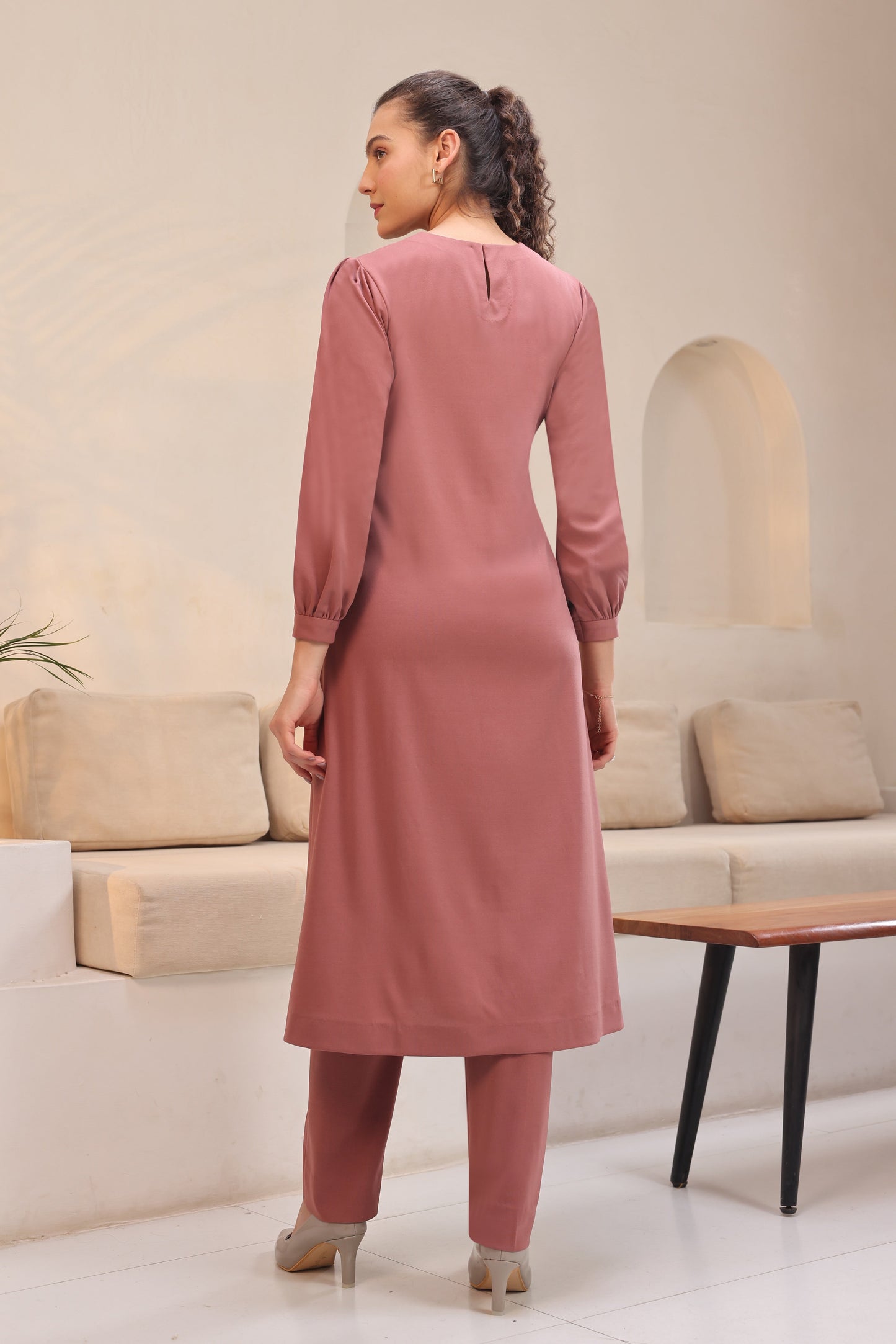 Daisy Kurta Set With Balloon Sleeves - DUSTY ROSE