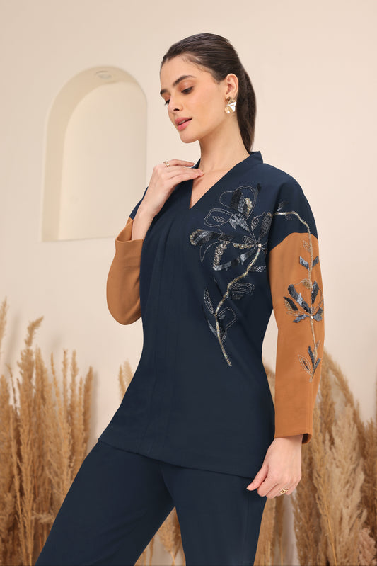 Daisy Batwing Top - NAVY