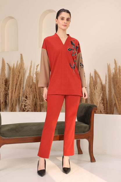 Daisy Batwing Top - RUST