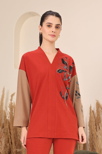 Daisy Batwing Top - RUST