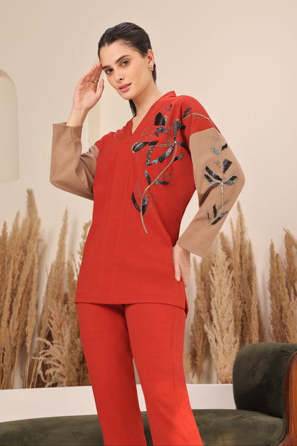 Daisy Batwing Co-ord Set - RUST