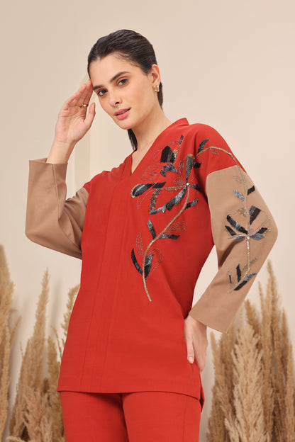 Daisy Batwing Top - RUST
