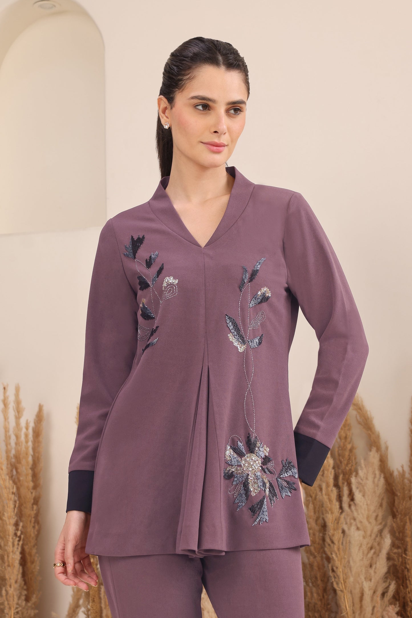 Daisy Top With Shawl Collar - ELECTRIC BLUE