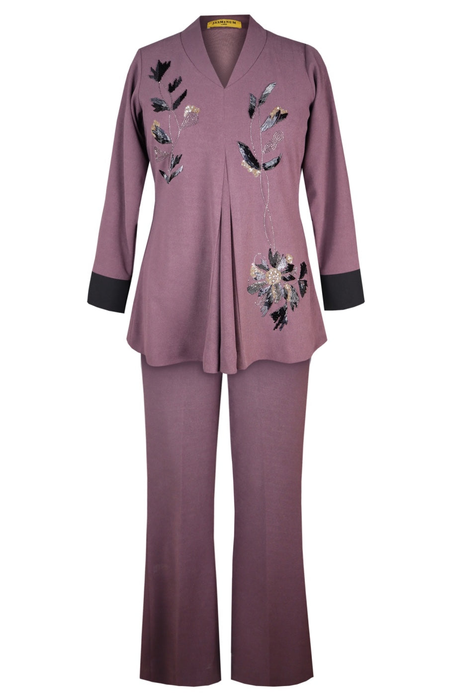 Daisy Co-ord Set With Shawl Collar - FIG