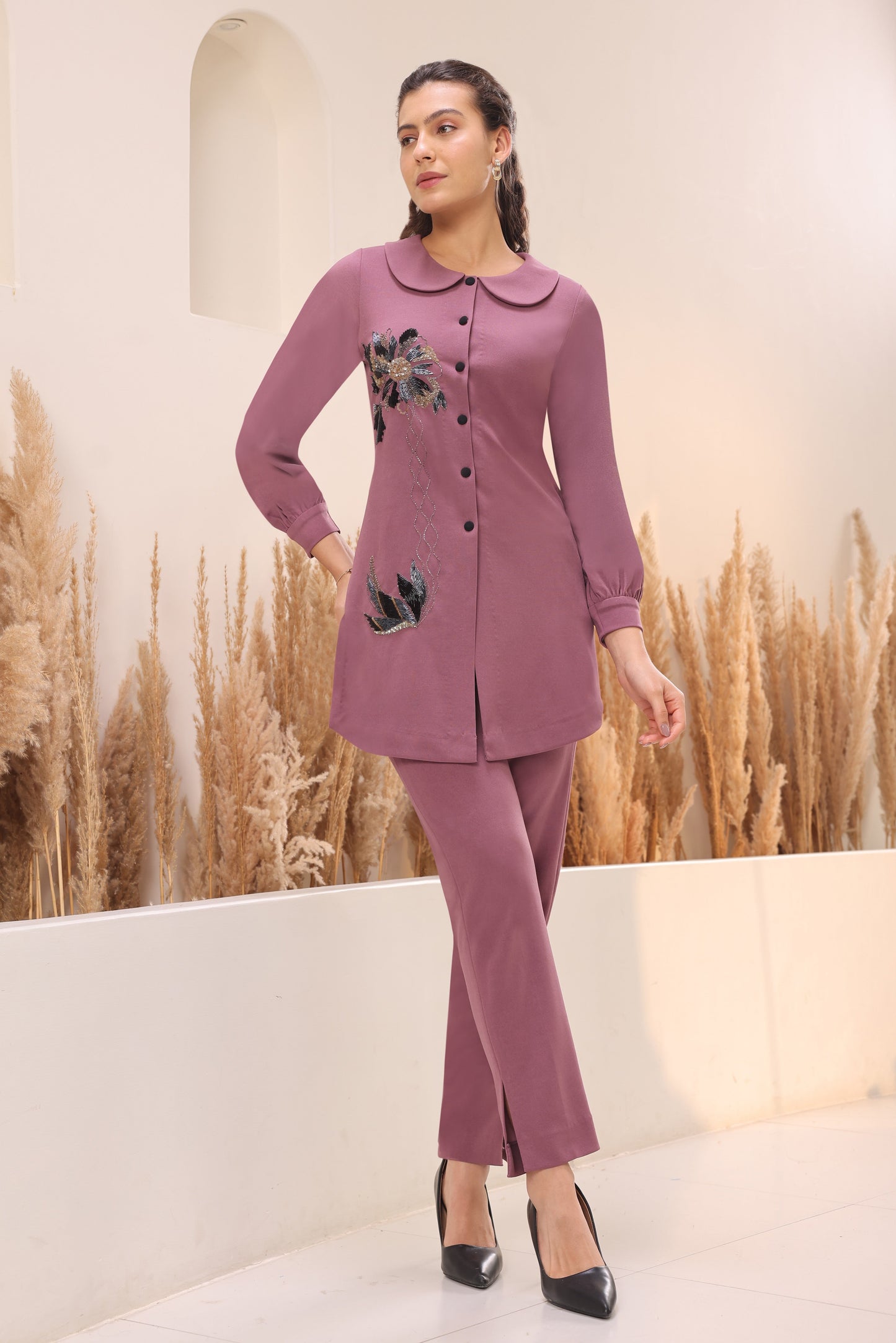 Daisy Peter Pan Co-ord Set - MAUVE
