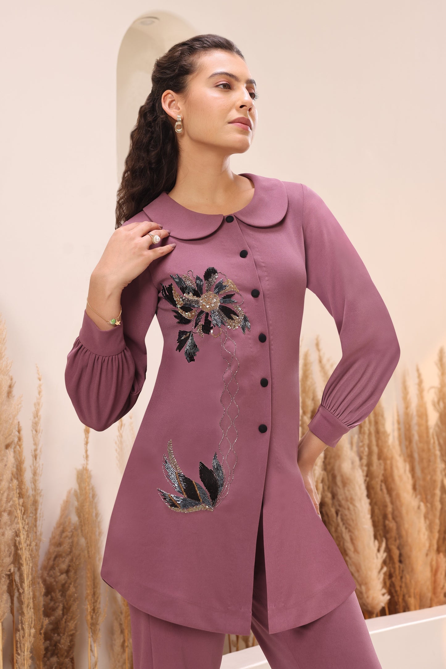 Daisy Peter Pan Top - MAUVE