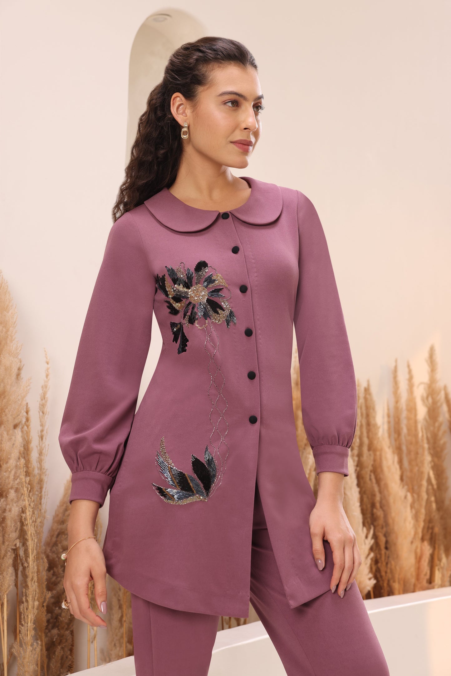 Daisy Peter Pan Top - MAUVE