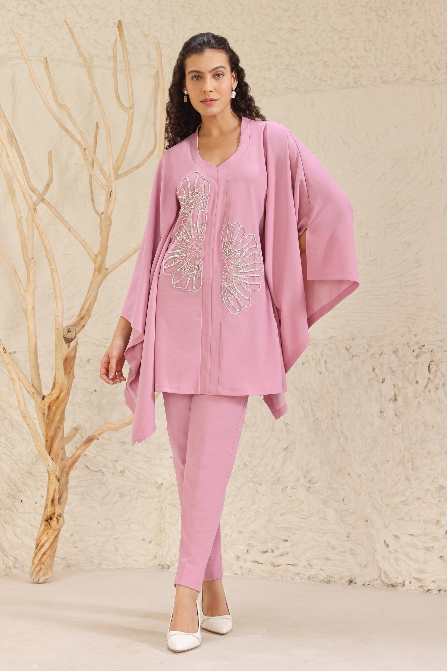 Daisy Poncho Co-ord Set - BABY PINK