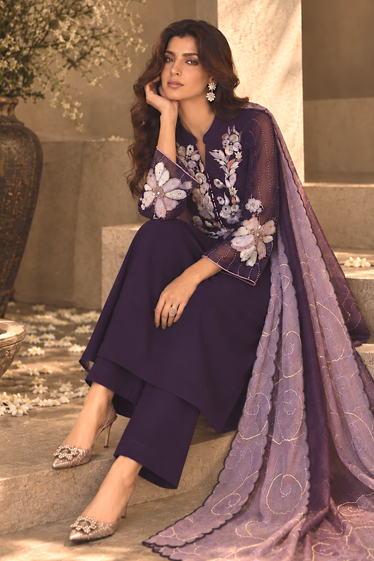 Magnolia A-line Georgette Suit - DEEP PURPLE