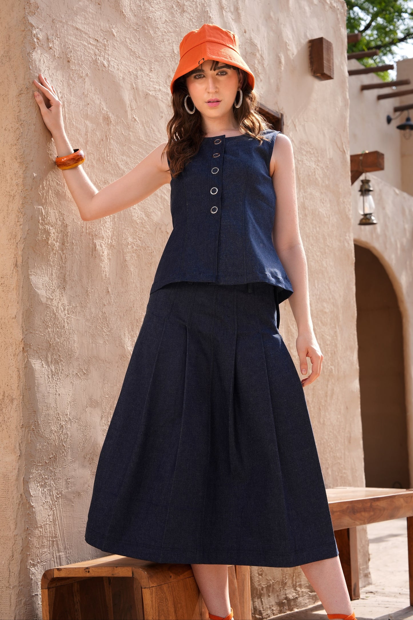 Denim Skirt Co-ord Set