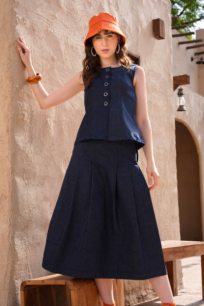 Denim Skirt Co-ord Set