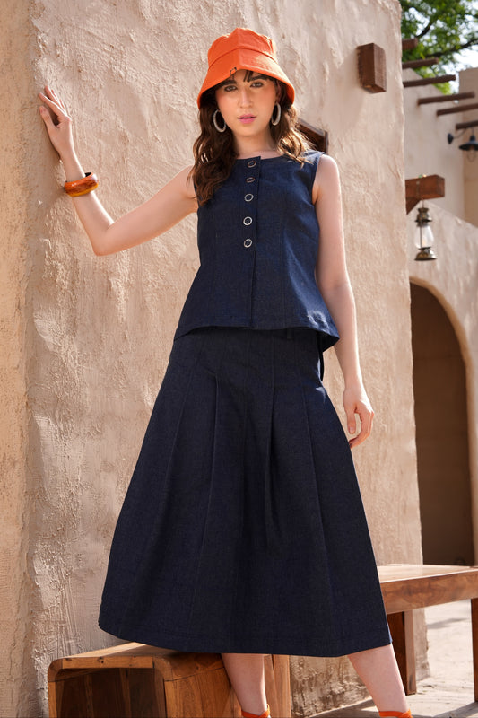 Denim Skirt Co-ord Set