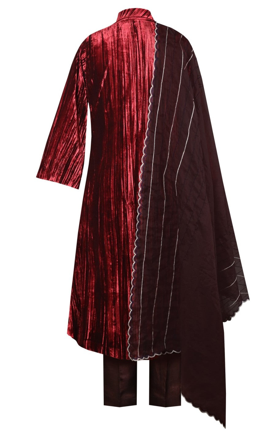 Dual Tone Jacket Style Velvet Suit