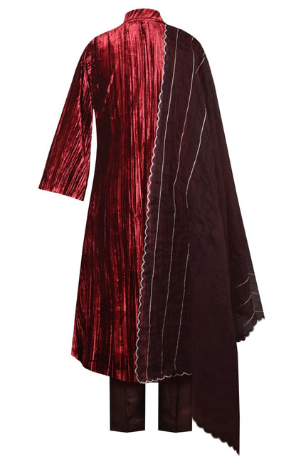 Dual Tone Jacket Style Velvet Suit