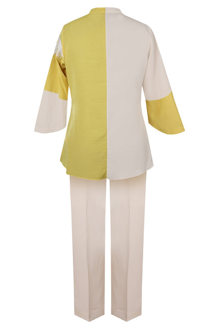 Dual Tone Kantha Co-ord Set - BUTTER YELLOW