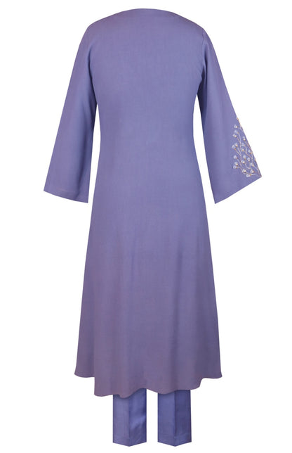 Dusty Blue Angrakha Kurta Set