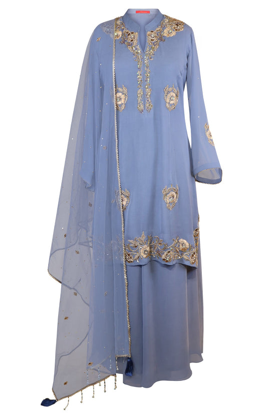 Dusty Blue Sharara Suit