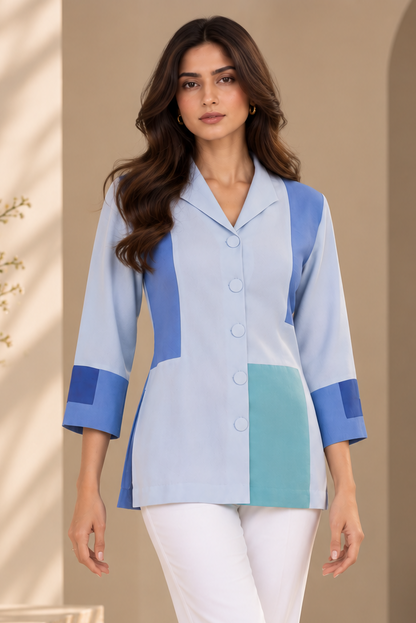 Colour Block Crepe Shirt