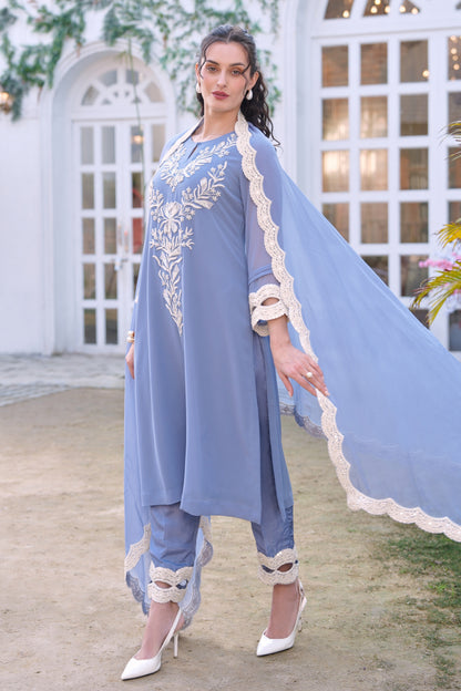 Seed Pearl Georgette A-line Suit