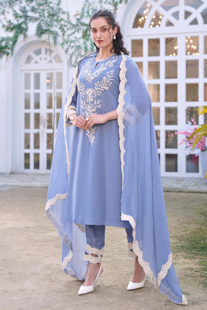 Seed Pearl Georgette A-line Suit