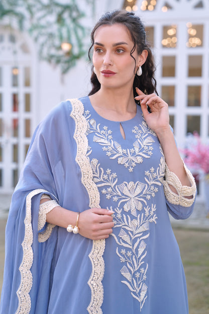 Seed Pearl Georgette A-line Suit