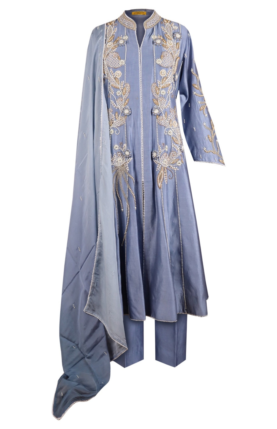 Kora Silk Anarkali With 3D Pearl Embroidery