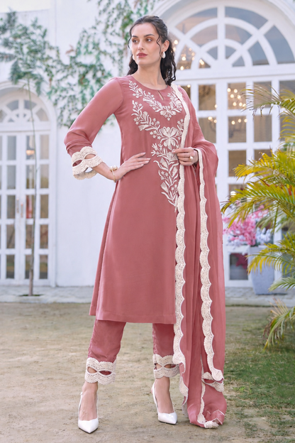 Seed Pearl Georgette A-line Suit
